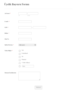 BİLGİ Yelken Üyelik Form Şablonu