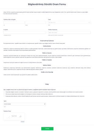 Bilgilendirilmiş Gönüllü Onam Form Template