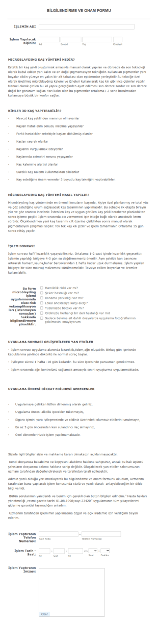 Bilgilendirme Ve Onam Form Şablonu