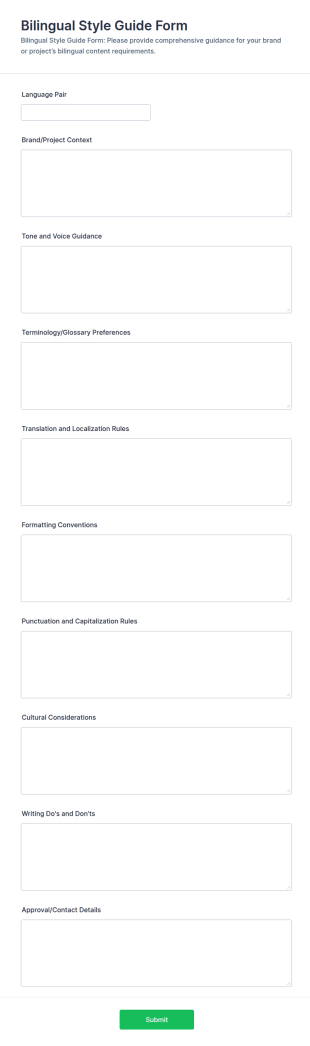 Bilingual Style Guide Form Template