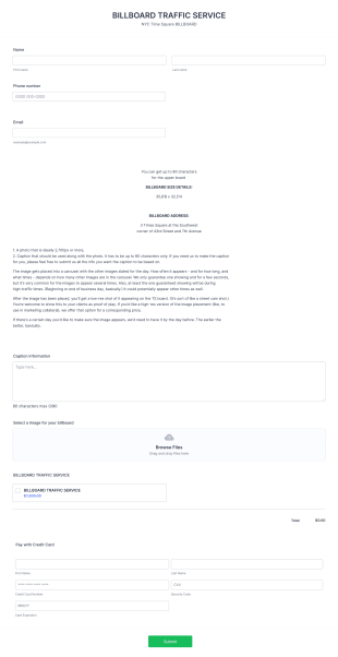 Billboard Traffic Service Form By Asiah Amsterdamm