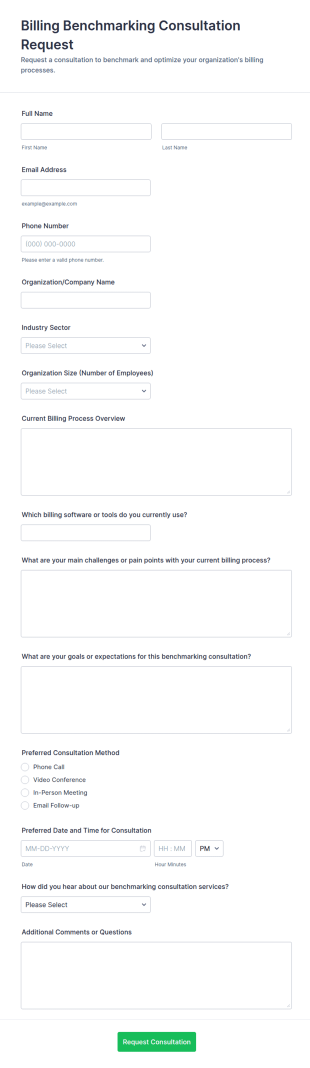 Billing Benchmarking Consultation Request Form Template
