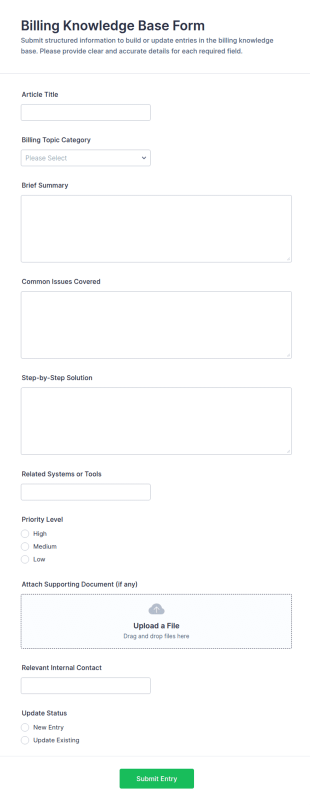 Billing Knowledge Base Form Template