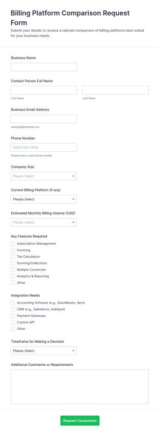 Billing Platform Comparison Request Form Template