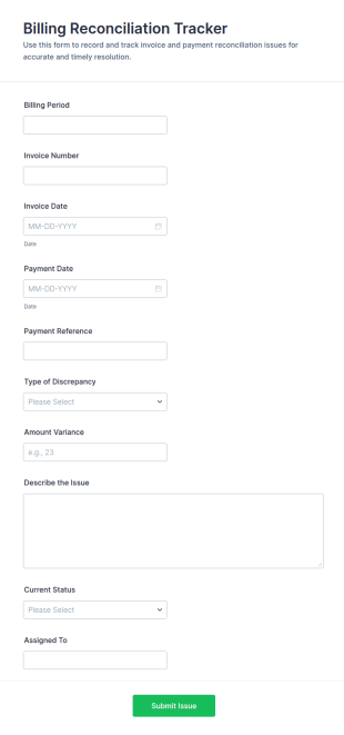 Billing Reconciliation Tracker Form Template