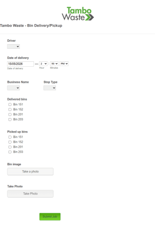 Bin Delivery Tracking Form Template