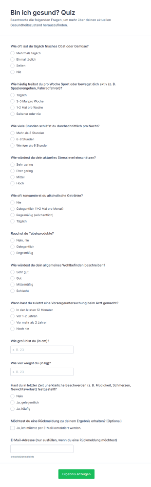 Bin Ich Gesund? Quiz