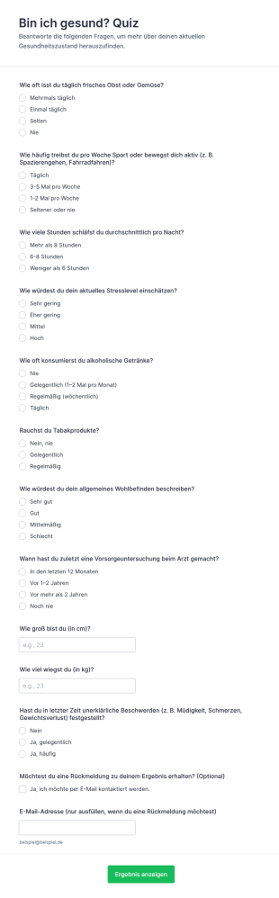 Bin Ich Gesund? Quiz