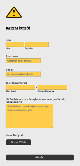 Bina Bakımı Başvuru Form Şablonu