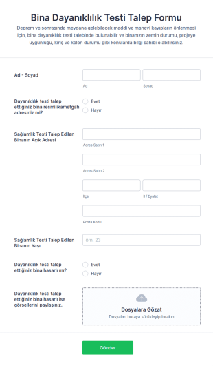 Bina Dayanıklılık Testi Talep Form Şablonu