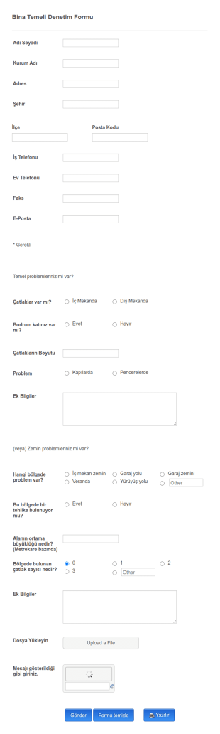 Bina Temeli Denetim Form Şablonu