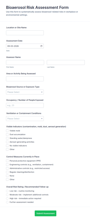 Bioaerosol Risk Assessment Form Template