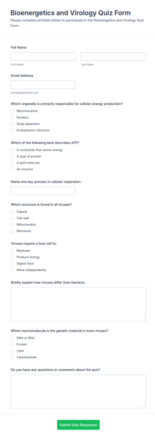 Bioenergetics And Virology Quiz Form Template
