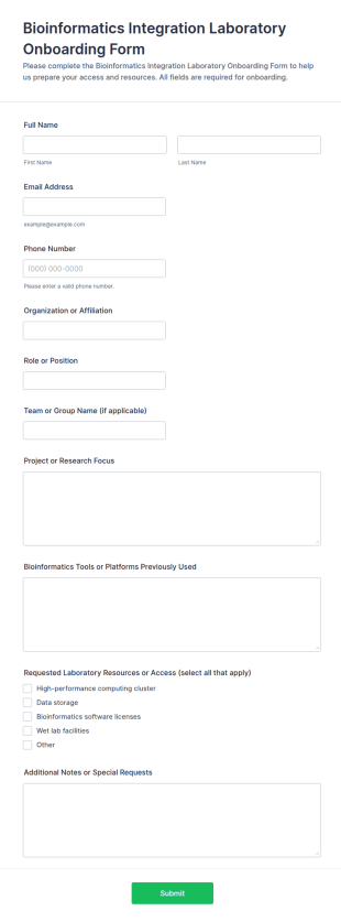 Bioinformatics Integration Laboratory Onboarding Form Template