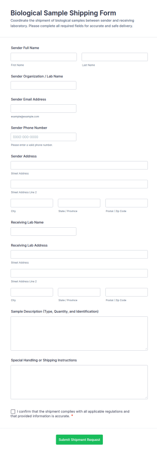 Biological Sample Shipping Form Template