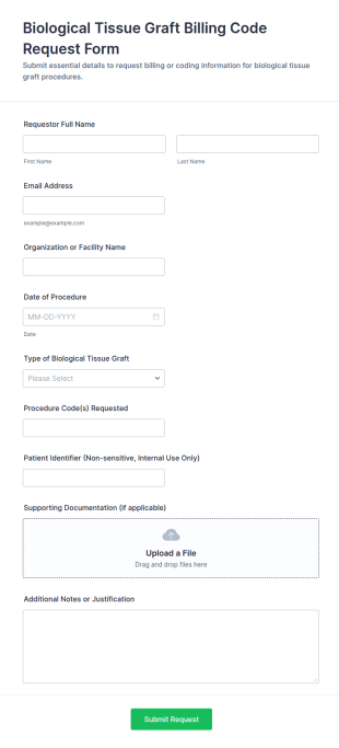 Biological Tissue Graft Billing Code Request Form Template