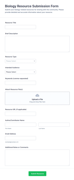 Biology Resource Submission Form Template