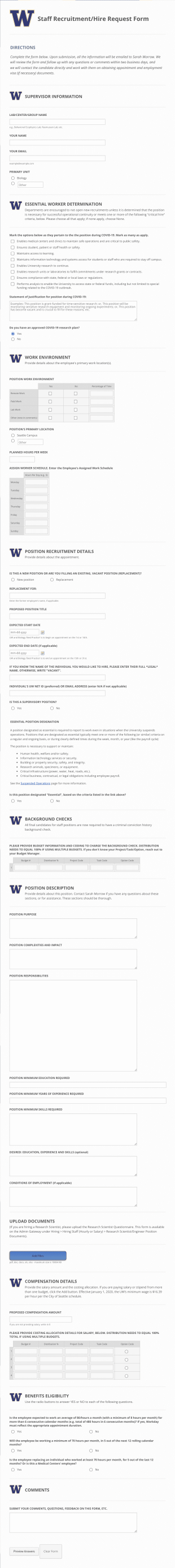 Biology's Staff Hire/Recruitment Notification Form Template