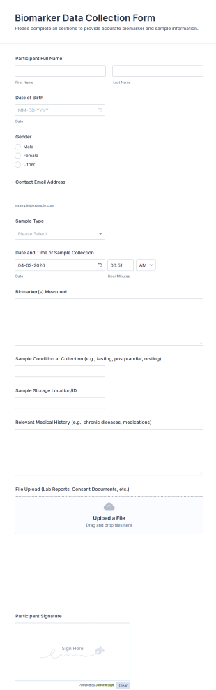Biomarker Data Collection Form Template