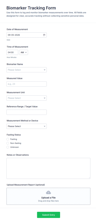 Biomarker Tracking Form Template