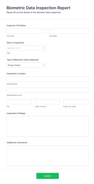 Biometric Data Inspection Report Form Template