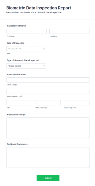 Biometric Data Inspection Report Form Template