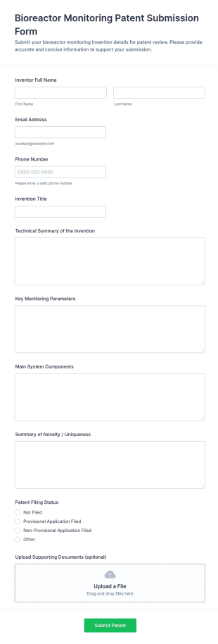 Bioreactor Monitoring Patent Submission Form Template
