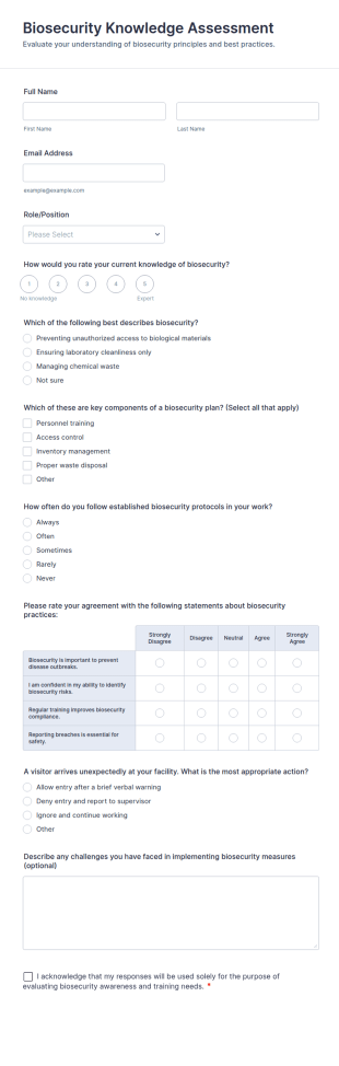 Biosecurity Knowledge Assessment Form Template