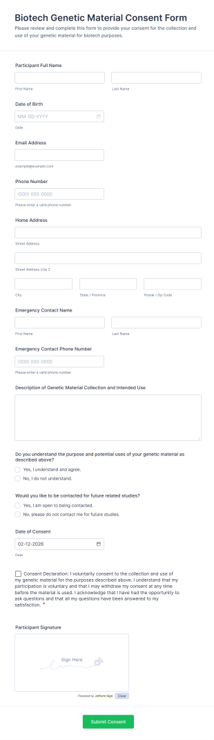 Biotech Genetic Material Consent Form Template