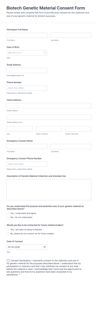 Biotech Genetic Material Consent Form Template