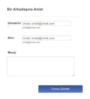 Bir Arkadaşına Öner Form Şablonu