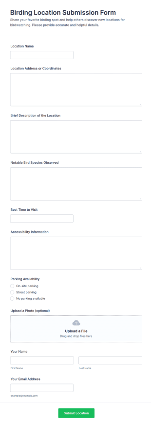 Birding Location Submission Form Template