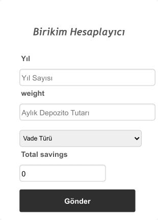 Birikim Hesaplayıcı Form Şablonu