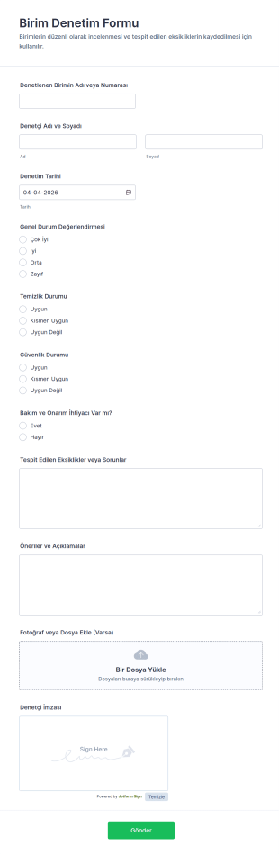 Birim Denetim Form Şablonu