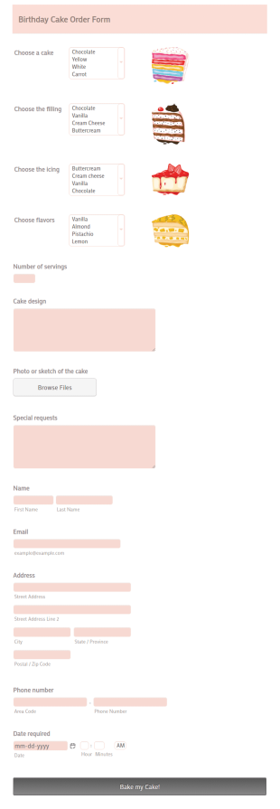 Birthday Cake Order Form Template
