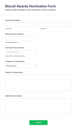 Biscuit Awards Nomination Form Template