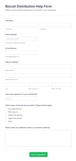 Biscuit Distribution Help Form Template
