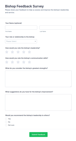 Bishop Feedback Survey Form Template