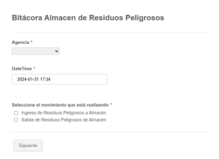 Bitácora De Almacén De Residuos Peligrosos
