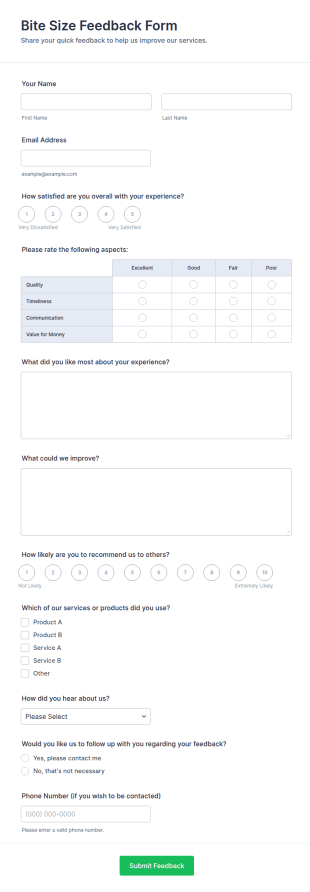 Bite Size Feedback Form Template