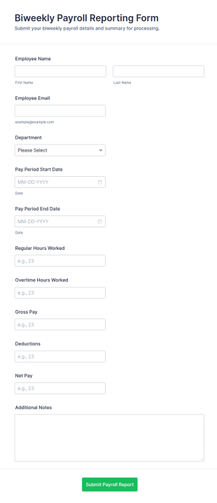 Biweekly Payroll Reporting Form Template