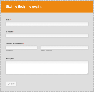 Bizimle İletişime Geçin Formu Örneği Form Template