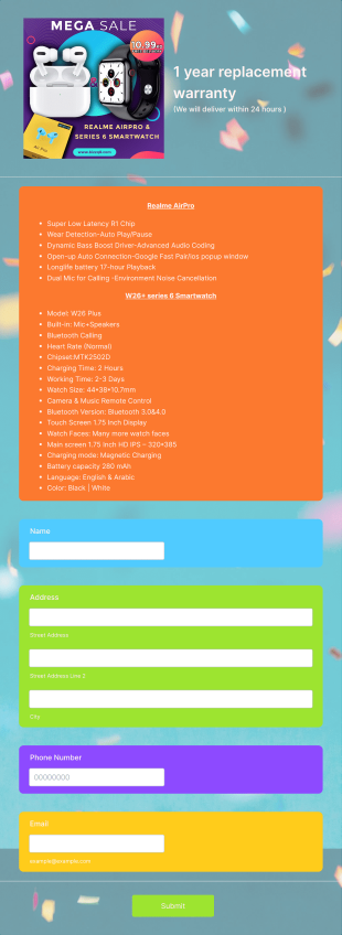BIZZQ8 ONLINE STORE REALME AIRPRO &amp W26PLUS Form Template