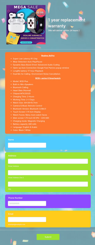 BIZZQ8 ONLINE STORE REALME AIRPRO & W26PLUS Form Template