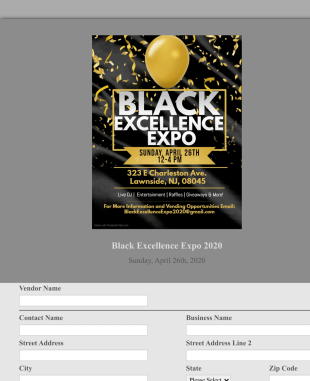 Black Excellence Expo Vendor Registration Form Template