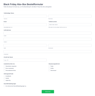 Black Friday Abo Box Bestellformular Form Template