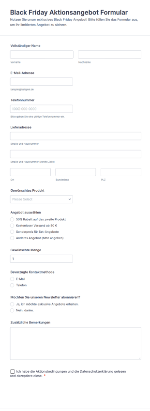 Black Friday Angebotsformular