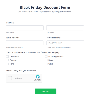 Black Friday Discount Form Template