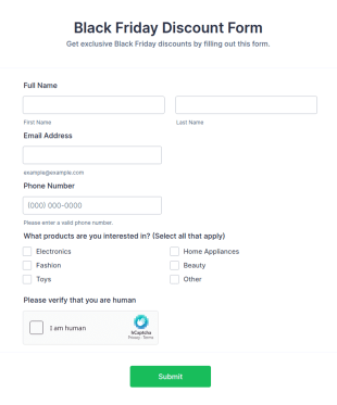 Black Friday Discount Form Template
