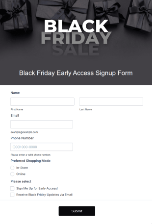 Black Friday Early Access Signup Form Template